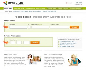 Image Of Intelius People Search Homepage